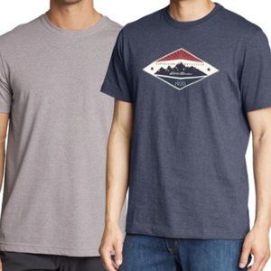 Eddie Bauer 2 Pack Short Sleeve T Shirt 3XL Diamond Logo Blue Plain Grey